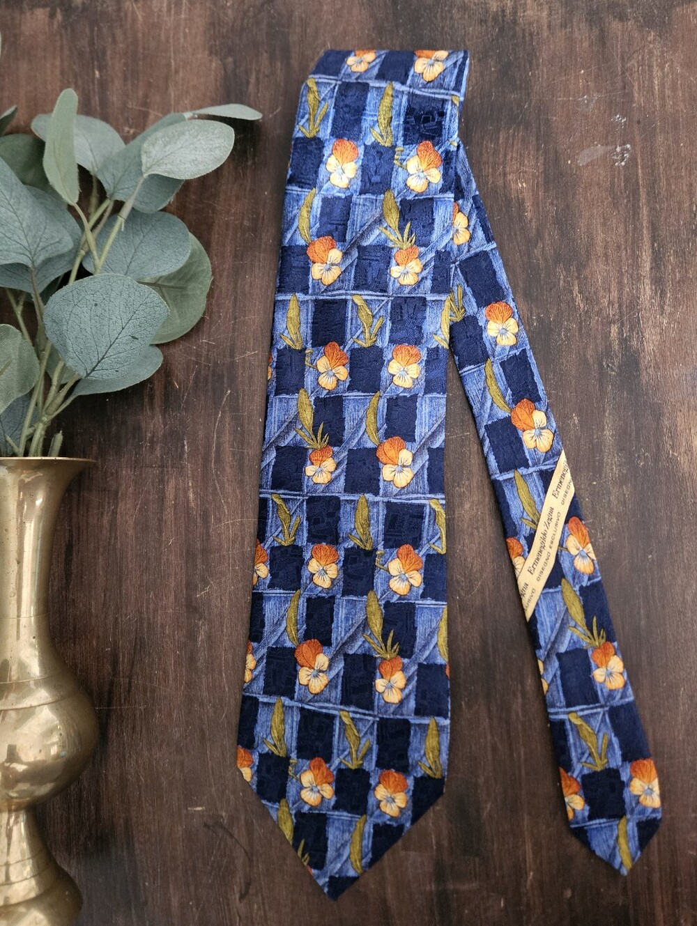 VTG Ermenegildo Zegna 100% Silk Disegno Esclusivo Tie Floral Geometric